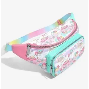 NWT Loungefly Sanrio Little Twin Stars fanny pack / belt bag and coin purse Loungefly Sanrio Little Twin Stars Rainbow Allover Print  main image 3